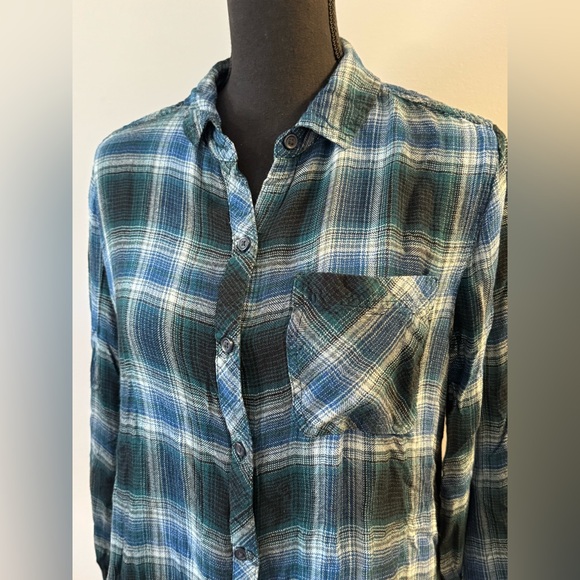 Beachlunchlounge western grunge plaid long sleeve button down Large - Picture 2 of 8